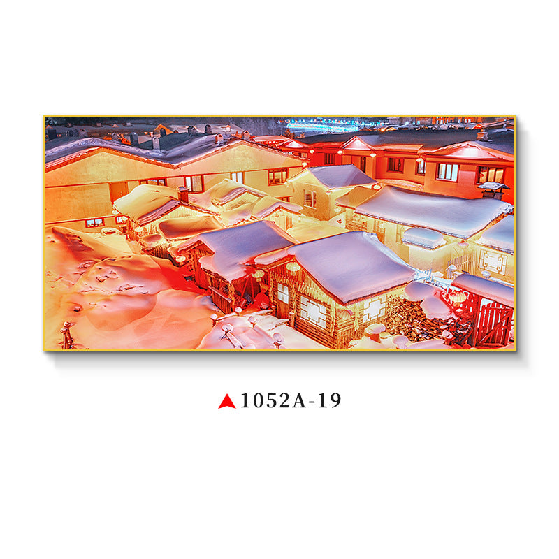 Northeast snow landscape decorative painting rural folk landscape wall painting iron pot stew restaurant farmyard light box hotel hanging painting