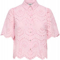 Amazon fashion cut out crochet short sleeve shirt women's  summer new arrivalfashioncasualeleganttops
