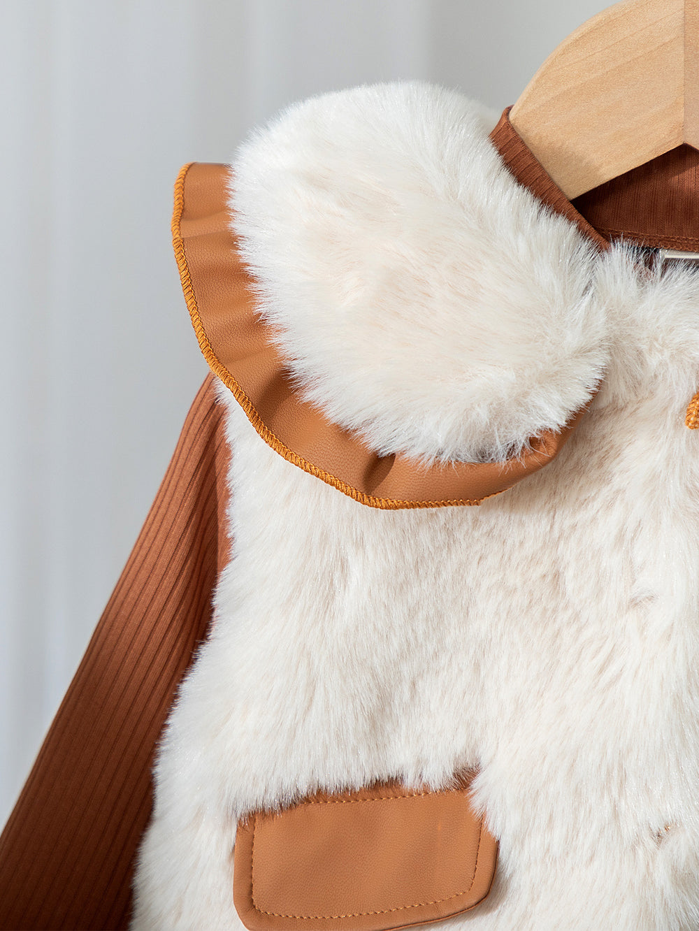fall/winter cross-border fashion: european & american style girls' fuzzy vest + knitted top + pleated mini skirt three-piece set