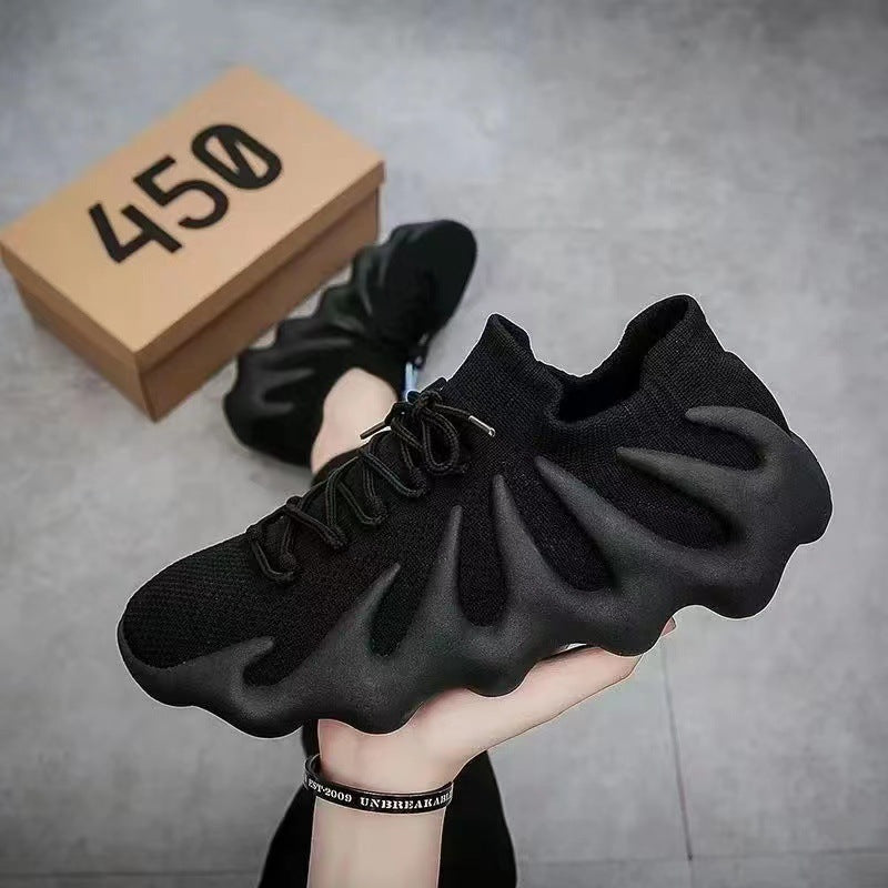 2025 spring/autumn new collection: flyknit coconut casual shoes for couples - breathable mesh, stylish, versatile, and perfect for women's athletic wear