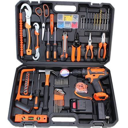 Lithium battery drill comprehensive toolbox set Household combination tool Hand drill 12v 21V lithium battery drill hardware set