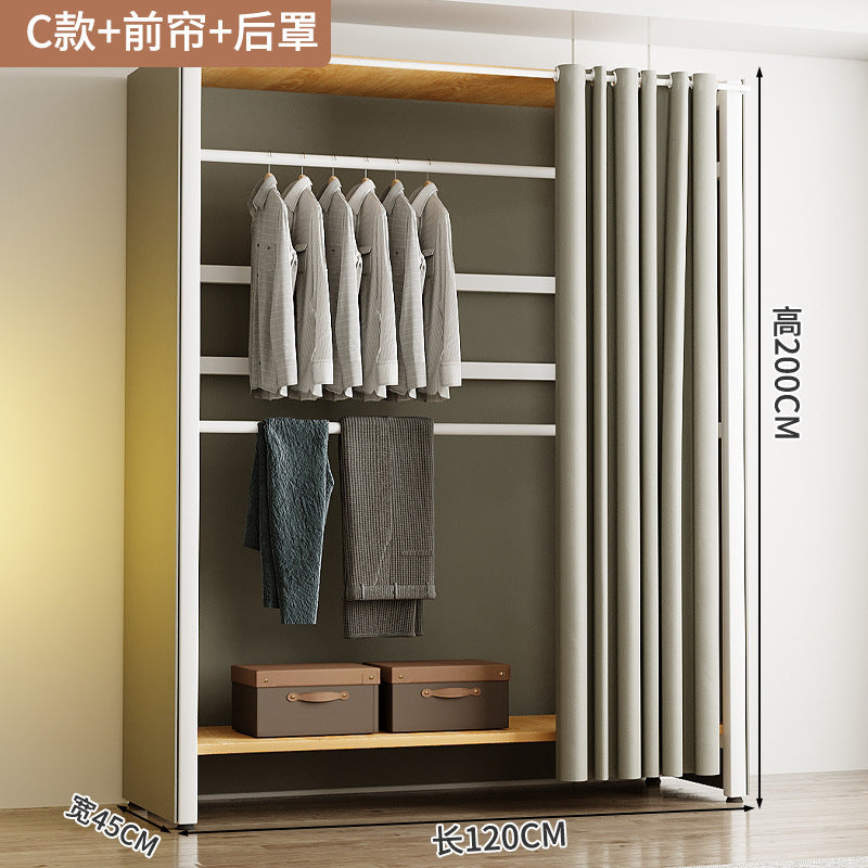 Wardrobe Home Bedroom Simple Assembly Storage Cabinet Rental Room Shelves Strong and Durable Open Wardrobe