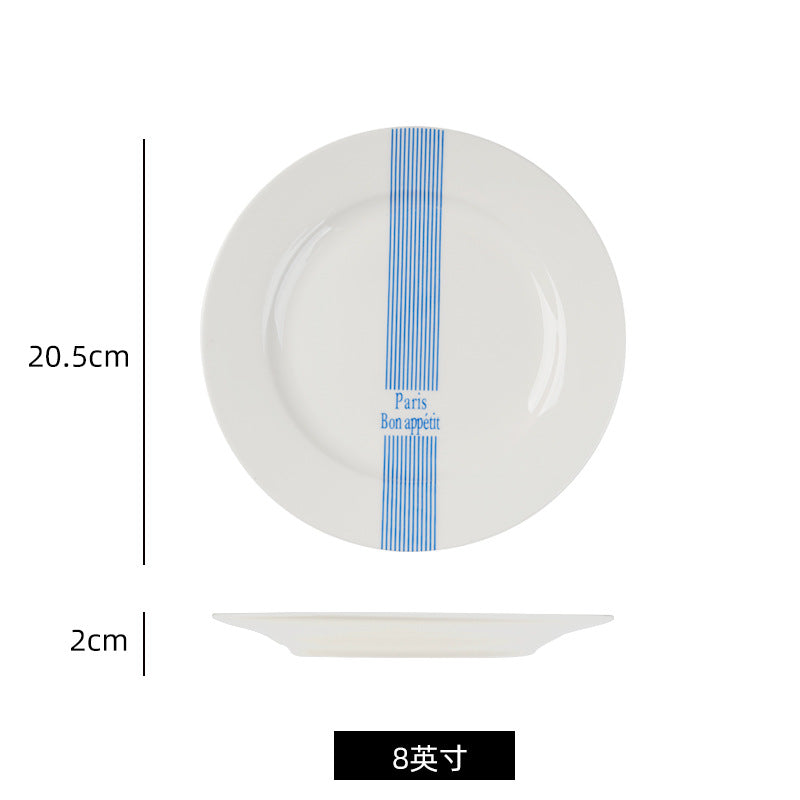 Scandinavianins creative popular style stylish ceramic western food plate artistic casual style 8inch bone china plate dish plate