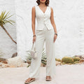 cross-border european and american women's clothing, cross-border fashion sets, stylish casual sleeveless vest and straight-leg pants set