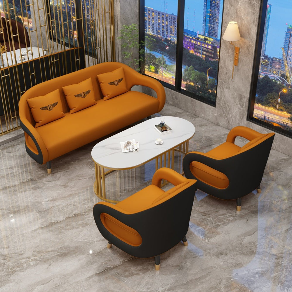 Italian minimalist curved office sofa set - modern, simple business reception, negotiation table and chairs for sales centers