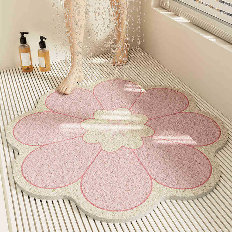 Special-shaped flower bathroom non-slip floor mat cut out wire loop shower room anti-fall foot mat bathroom bathtub drain foot mat