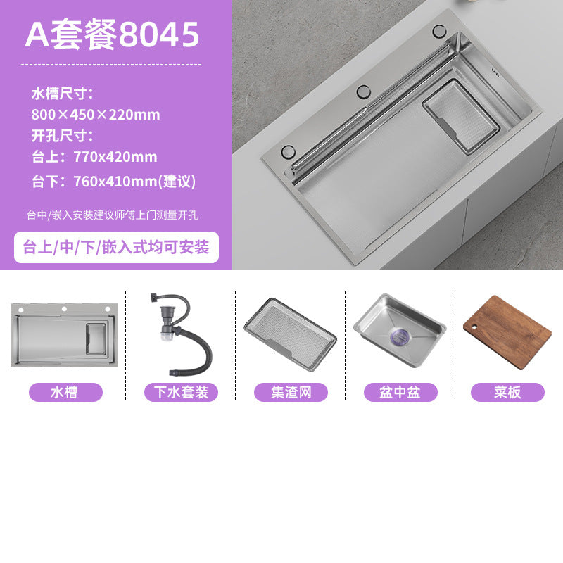 Double slag collection sink large single slot high quality stainless steel kitchen sink thickenedfor home dishwashing sink vegetable sink