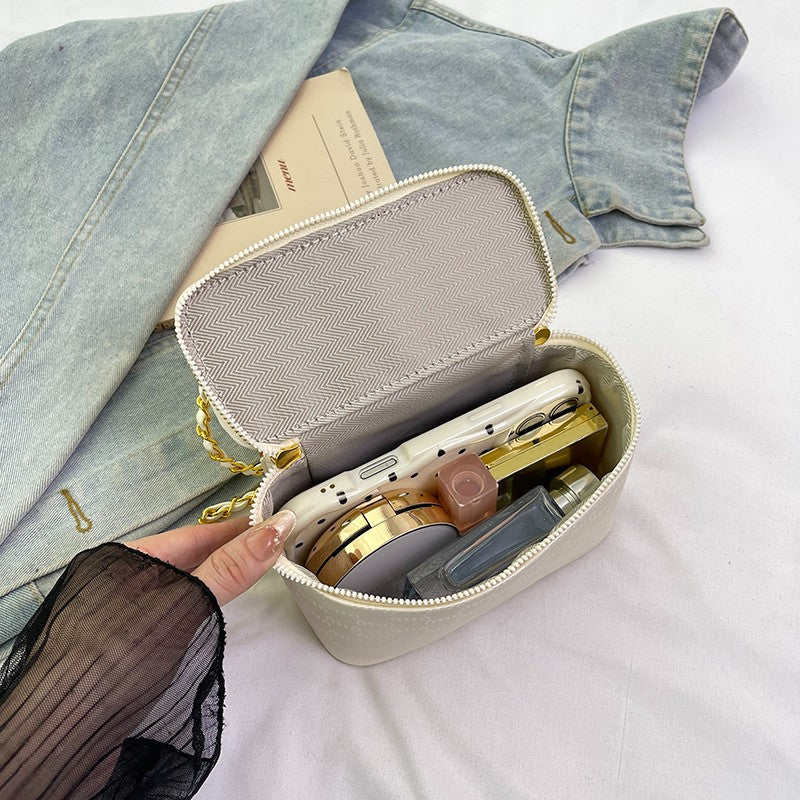 Cross-border miu letter box bag light luxury printed messenger bag European and American fashion chain niche single shoulder underarm women's bag