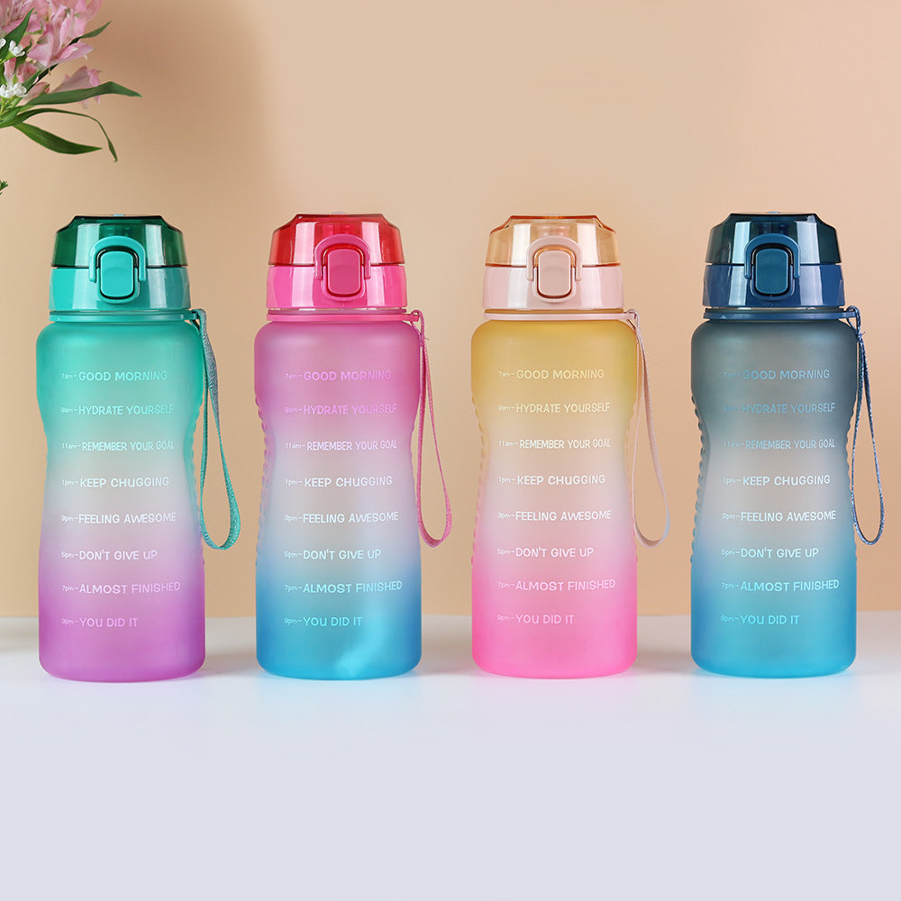 Gym large-capacity water bottle large water cup plastic portable satchel straw cup cross-border portable sealed leak-proof