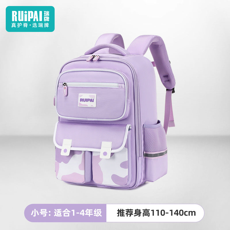 Rui brand schoolbag for primary school students in grades 3-6, ultra-lightweight burden reduction, water-proof children's spine school bag, backpack.