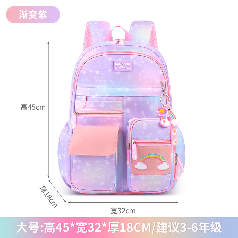 foreign trade kids backpack customized rainbow cute backpack spine protection and burden reduction primary school student schoolbag lightweight