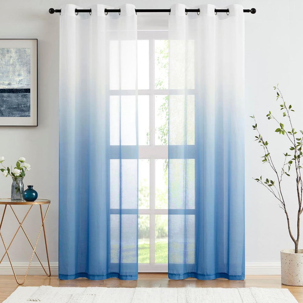 Amazon direct supply gradient colored window screens, export-ready finished curtains, window sheers, digital print voile curtains