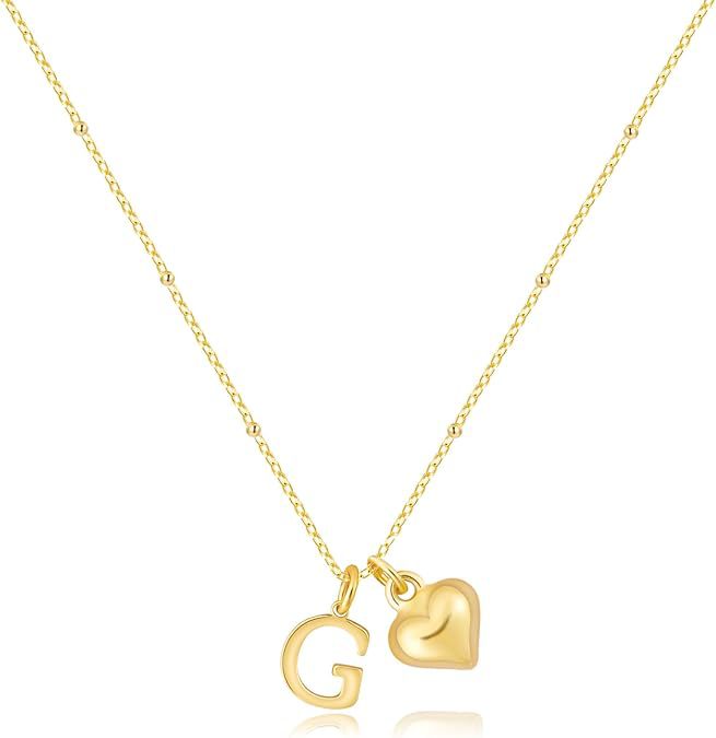 new fashion light luxury style 26 letter heart necklace, 14k gold plated minimalist versatile women's necklace