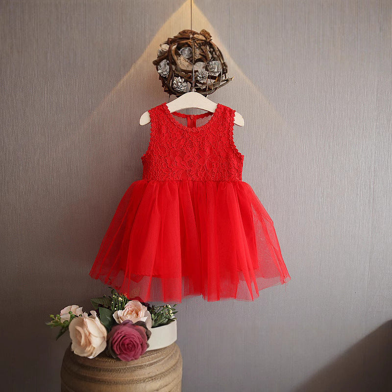 summer new korean style lace patchwork girls' dress - tank dress, factory direct, dropshipping available