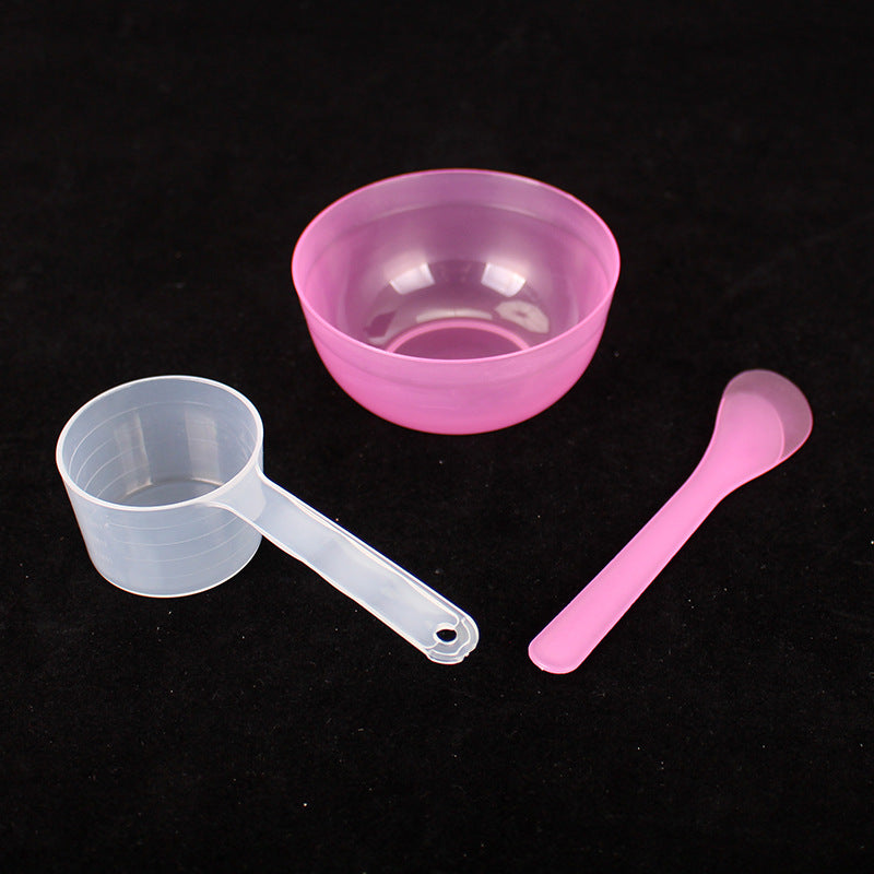 Beauty tool mask bowl stick spoon three-piece set plastic stirring stick 50ml measuring spoon with scale individually packaged