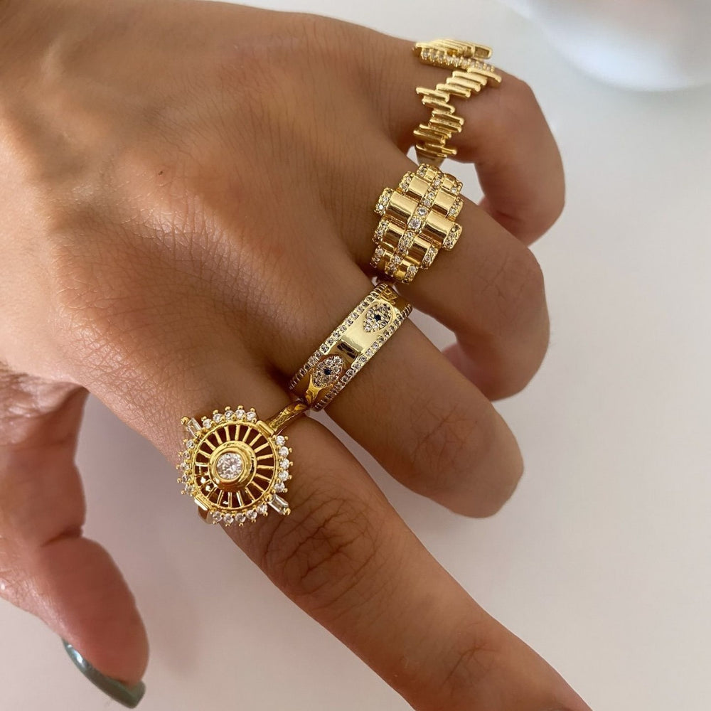 hot-selling fashion diamond ring combination niche design round sun irregular geometric jewelry wholesale