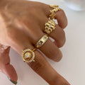 hot-selling fashion diamond ring combination niche design round sun irregular geometric jewelry wholesale