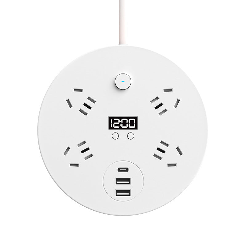 Round retractable socket multi-function time telescopic power strip dormitory power strip usb power strip for home power strip