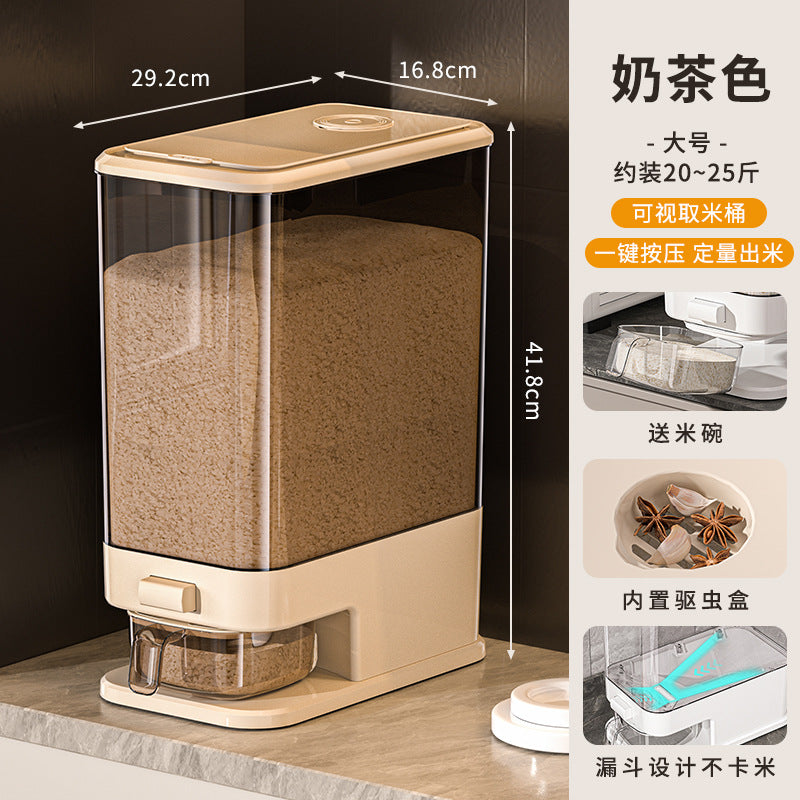 Press-type rice bucket Household insect-proof and moisture-proof sealed grain storage bucket Food grade rice box Noodle bucket Rice noodle storage container