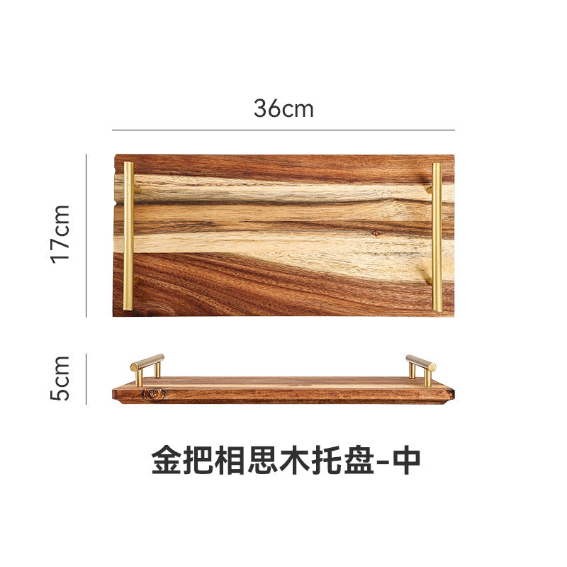 Creative acacia wood double-handle wooden tray - perfect for home baking, fruits, desserts, and tea. wholesale direct from the manufacturer