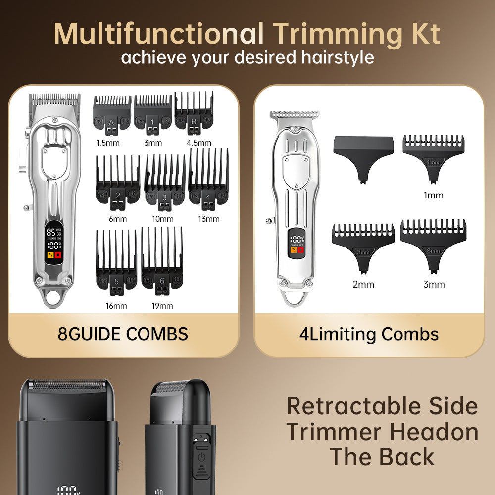 new arrival metal hairdresser sub-mother machine suit oil head engraving digital display hairdressing scissors suit electric clipper clipper