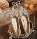 2025 new champagne butterfly wedding shoes - women's pointed toe low heel pumps