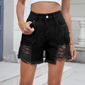 European and american cross-border e-commerce women's summer new arrivals:  independent store washed fringe distressed denim shorts