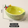 High-style cantaloupe ceramic fruit platter and fork set, perfect for home use. includes fruit picks, dessert forks, and a storage bowl, ideal for the living room coffee table