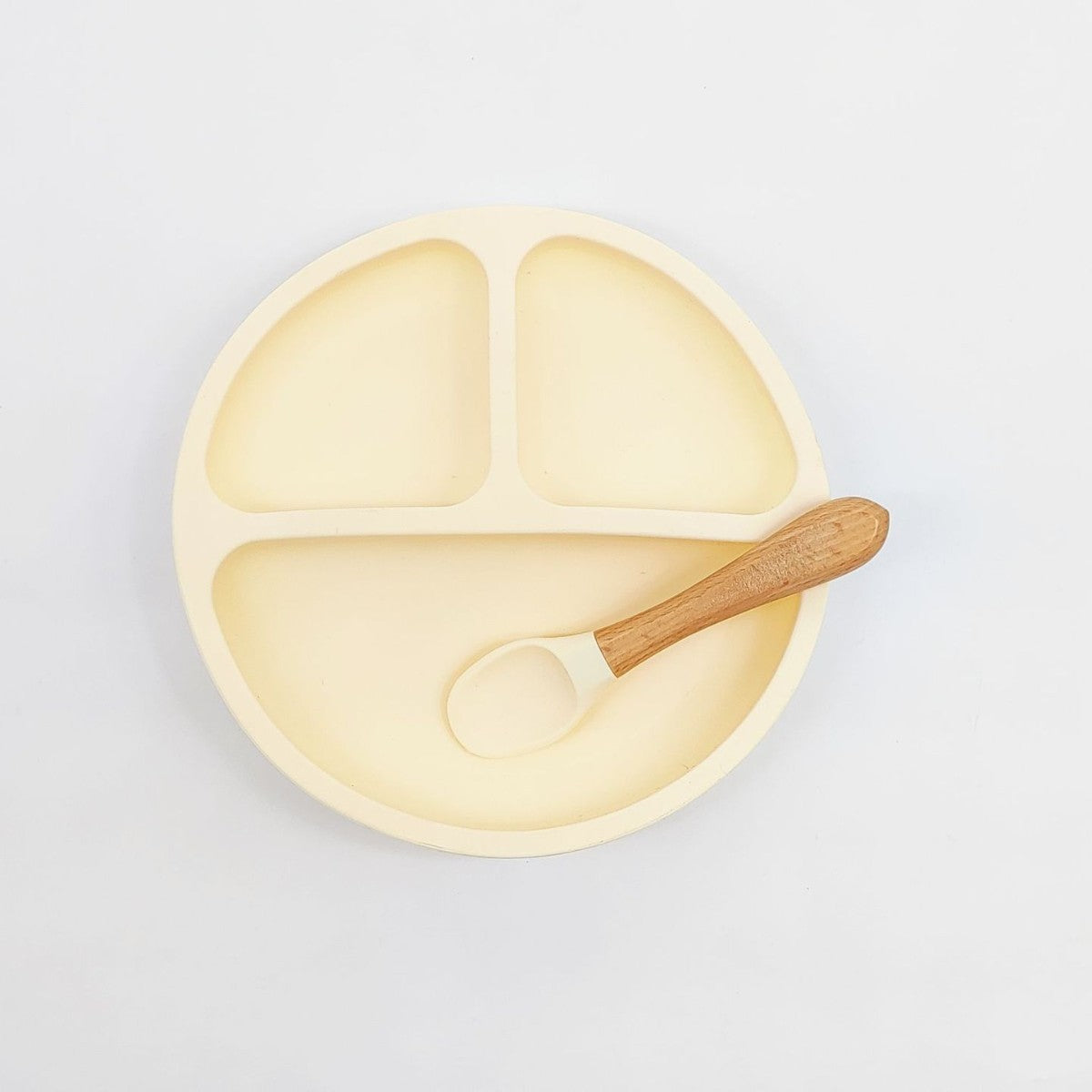Factory wholesale food grade silicone complementary food bowl fork spoon saliva pocket 4-piece set grid plate children's tableware set