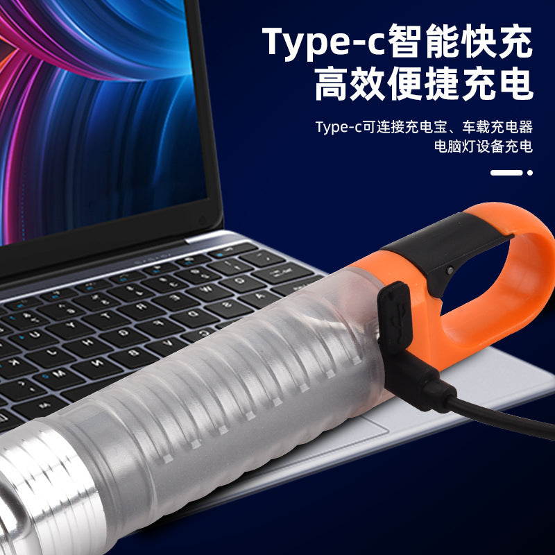 Cross-border new strong light multi-function telescopic zoom Type-c charging red and white purple magnetic mountaineering buckle flashlight