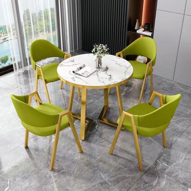 Nordic light luxury negotiation table and chair set - modern minimalist coffee shop/milk tea shop small round table for sales centers and casual reception areas