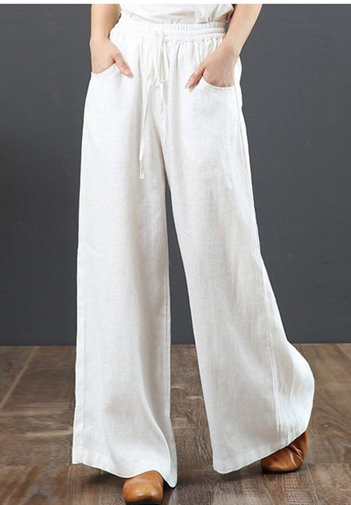 draped loose pants women's summerhigh waist cotton and linen pants casualloosestraight-leg pants