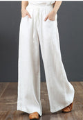 draped loose pants women's summerhigh waist cotton and linen pants casualloosestraight-leg pants