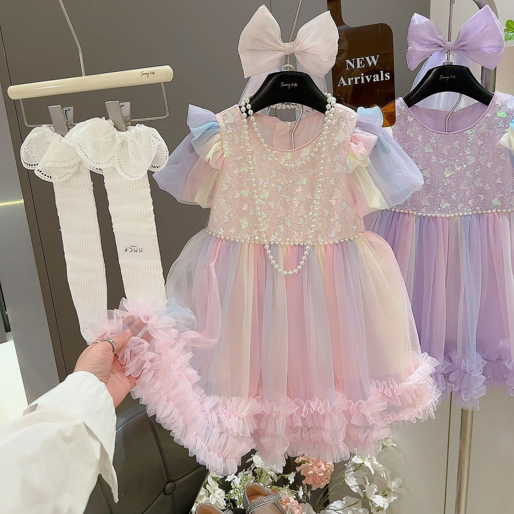 Girls' summer dress  new style little girl tulle skirt baby girl sleeveless tank princess dress