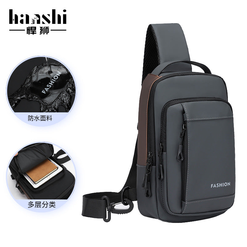 Fashion Men's Locomotive Crossbody Bag Premium Casual Women's Breast Bag Tide Travel Waterproof Shoulder Bag Commuter Chest Bag