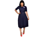 Export fashion women's clothing independent station  new african cross-border  pure color pleated dress in stock