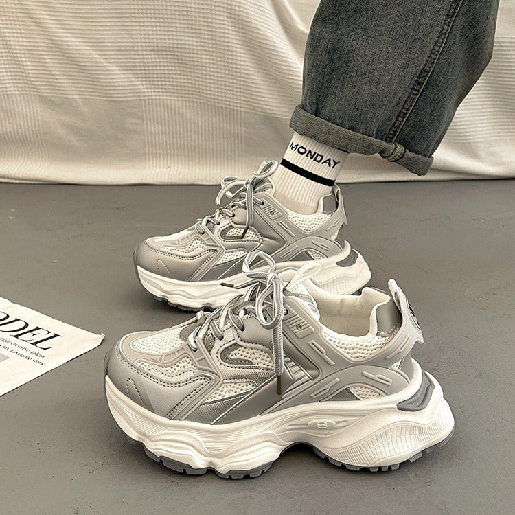 Hong kong style fried street thick sole dad shoes show small feet high street easiest for match student sports shoes mesh street style popular casual shoes