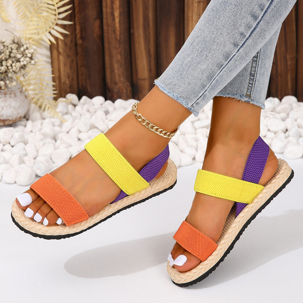 Elastic strap criss-cross flat women's shoes - new  retro bohemian roman sandals