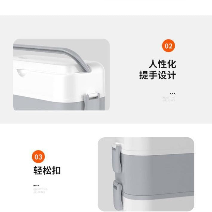 Mini white heated lunch box - japanese minimalist style, single/double layer, double/quad compartment, insulated, perfect for work, students, dorms, cross-border e-commerce