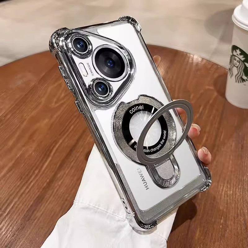 Huawei pura80 electroplated four corners suitable for honor magic8 gradient magnetic shield holder mobile phone case mate70