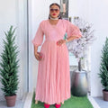 Aliexpress cross-border african new plus size women's elegant maxi dress, european and american foreign trade trendy v-neck pleated dress