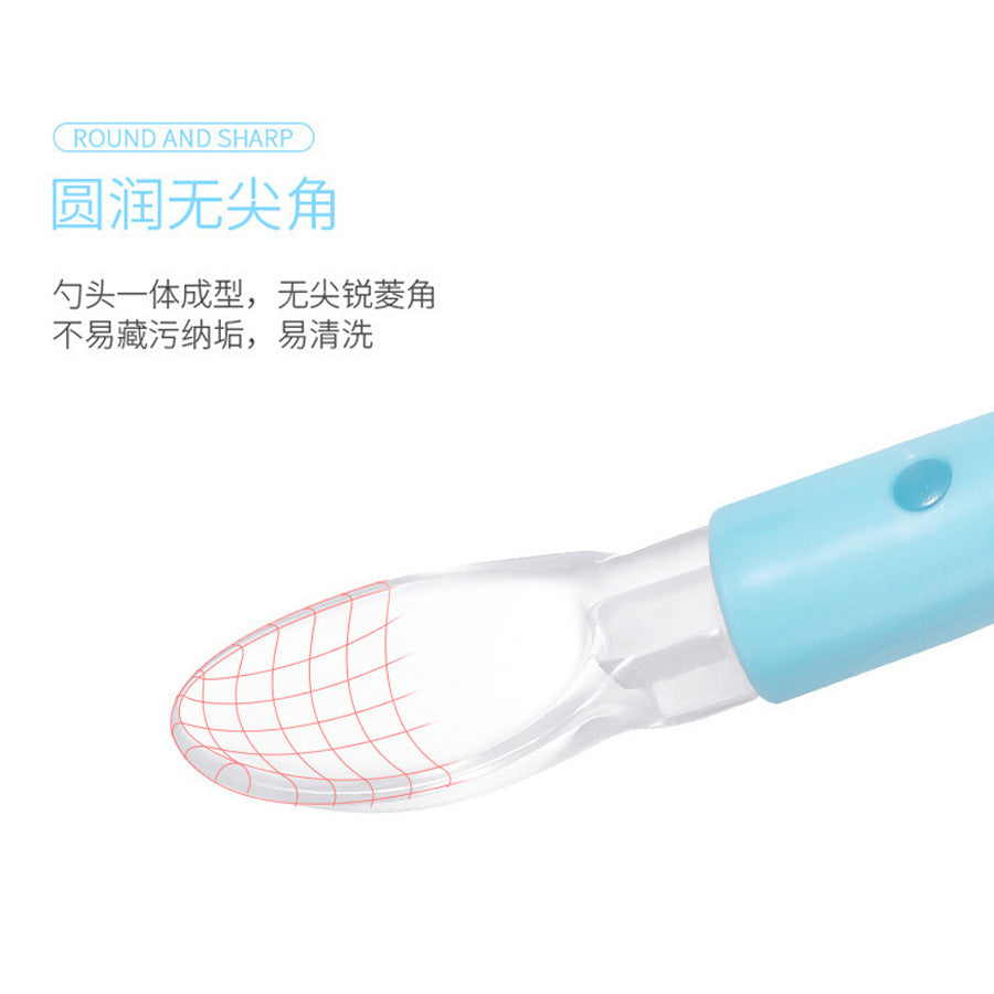 English card baby silicone spoon child feeding tableware baby soft head spoon baby food spoon silicone soft spoon