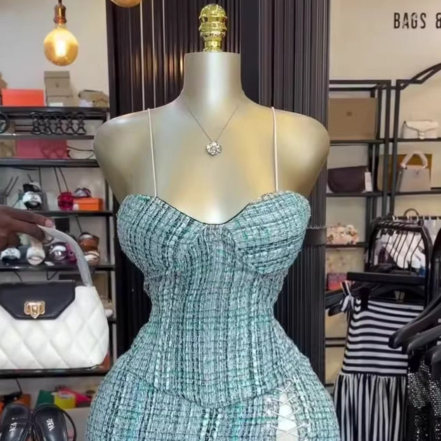 European and american cross-border women's fashion:  summer new arrivals - sexy and chic camisole top with high-waisted midi skirt fashion set