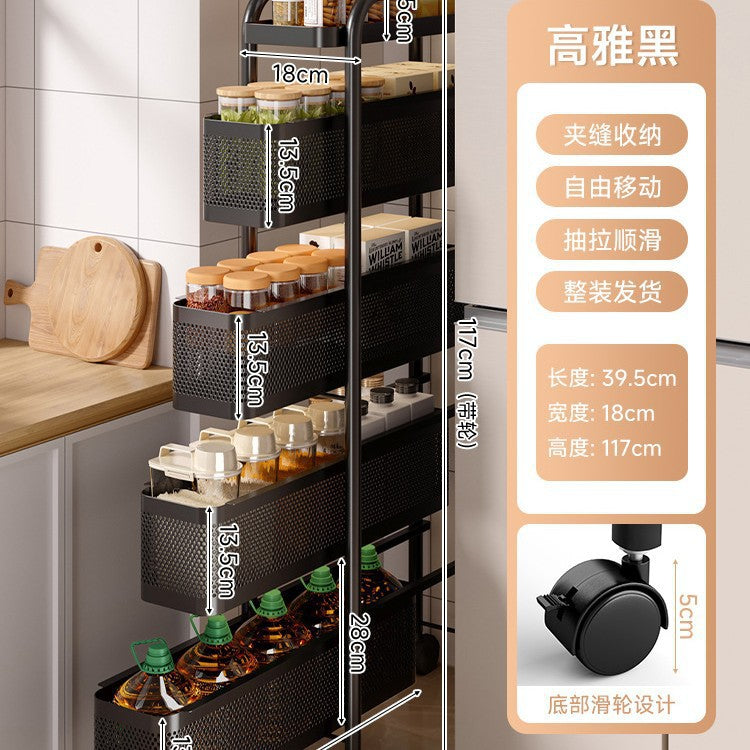 Narrow gap storage shelf stainless steel cart kitchen refrigerator narrow space organizer mobile bathroom storage cabinet