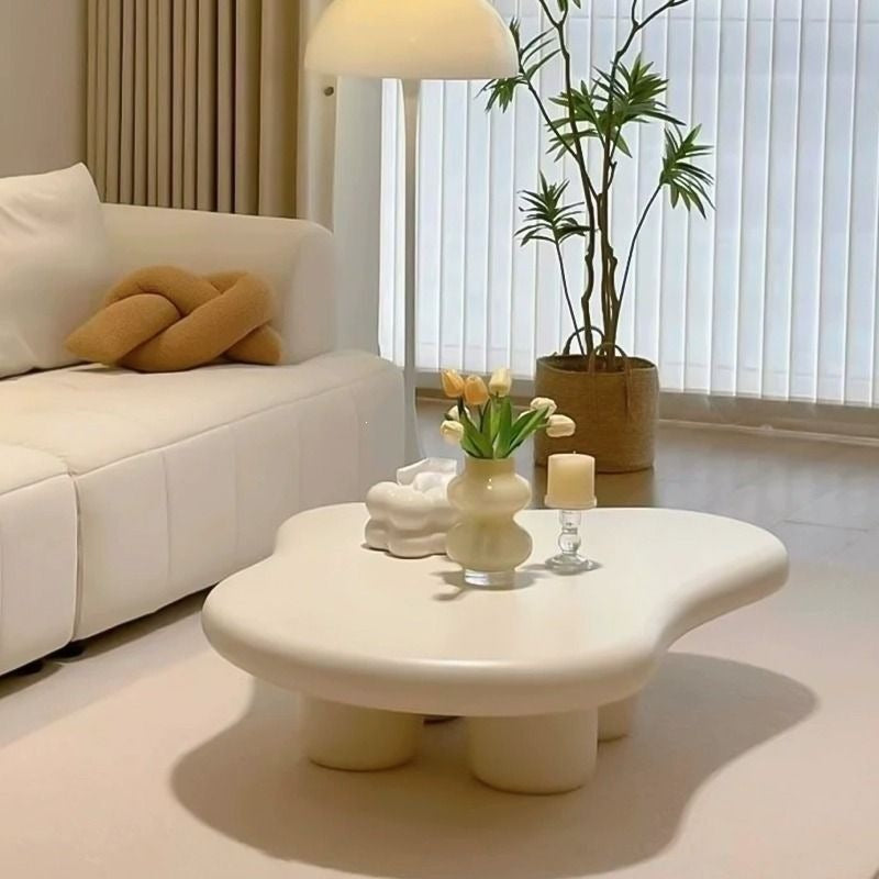 Living room for home cloud coffee table bedroom casual cream style round table study light luxury coffee table artificial board casual modern