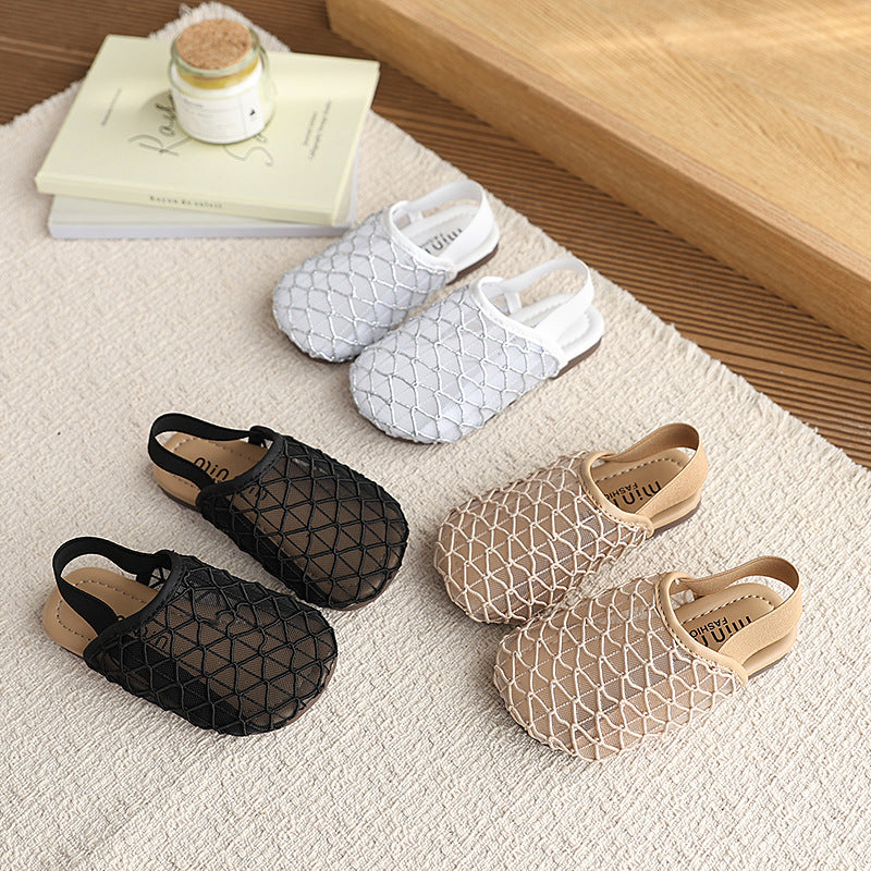 Soft bottom mesh breathable slip-on lazy person with skirt  summer baotou half slippers girl outwear outer trend