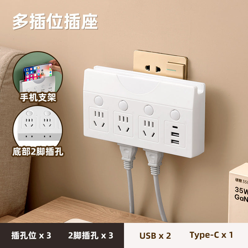 New arrival bedside socket converter smart usb socket plug pure copper one to multi-slot multi-function socket night light