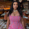European and american style ins cross-border stripesprinting women's waist slimming look a-line skirt suspender tube topwork clothingsweetdress