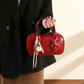 Red bridal wedding bag niche design bowling bag women's 2025 new retro handbag boston bag