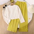 Girls' outfit: cross-border children's wear,  autumn new collection, 3d floral long-sleeve top and bow-tie pants two-piece set